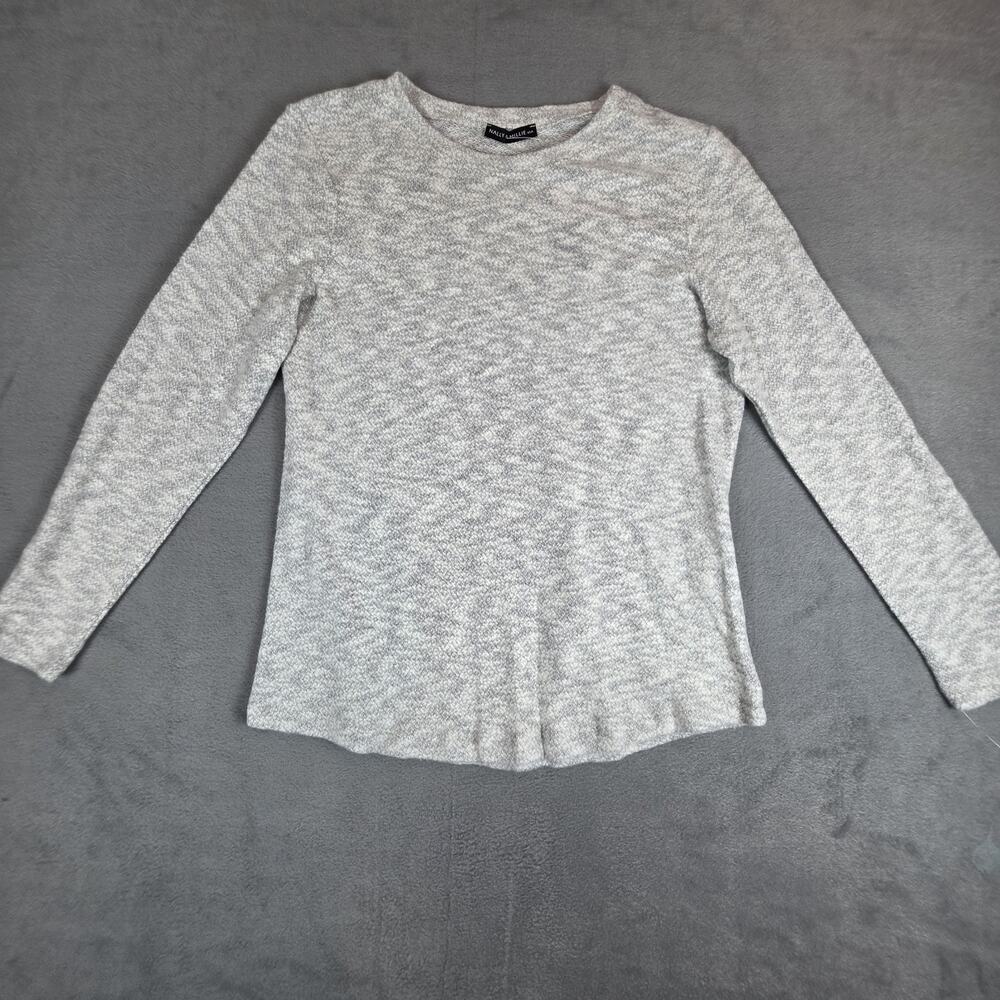 Nally & Millie Soft Knit Top XL Gray Marled Long Sleeve Stretch Made USA